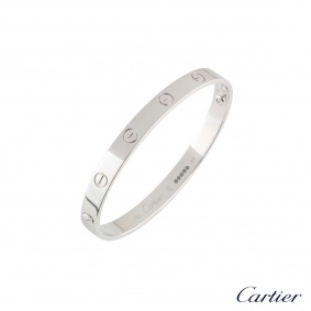 Cartier White Gold Plain Love Bracelet Size 18 B6035418 Cartier White Gold Plain Love Bracelet Size 18 B6035418